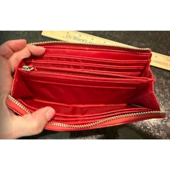 Coach Red Wallet with Signature Pattern - Picture 3 of 6